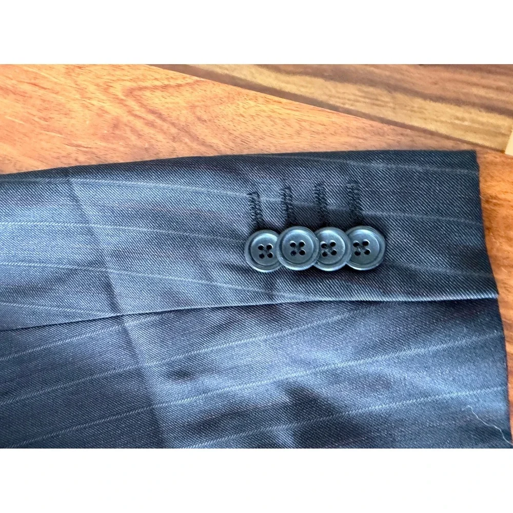 Banana Republic Men's 44L Black Pinstripe Wool Blend Sport Coat Blazer Long